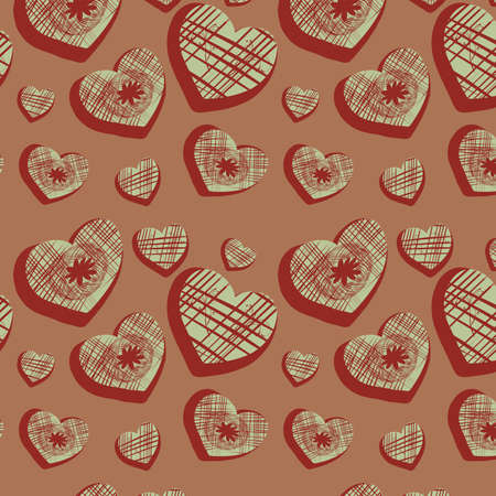 Seamless background with original hearts, vector, illustrationのイラスト素材