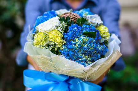 Blue Bridal bouquetの写真素材