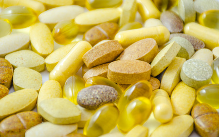 multi food supplements closed upの写真素材