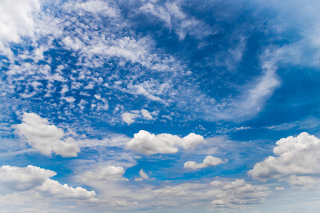 Beautiful Blue sky  with many kind of clouds backgroundの写真素材