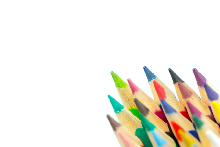 Collection of Color Pencils isolated on white backgroundの写真素材