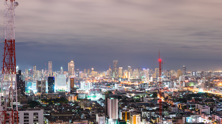 Bangkok, Thailand - August 28, 2014 : Urban scene with city light in landmark see from sky scrapper in Bangkok , Thailandのeditorial素材