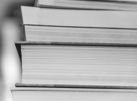 Stack of Book closeup black and white vintage retro