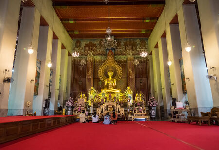 Bangkok,Thailand - October 27, 2014 :Unidentified people salute to Buddha statue at 'Wat...