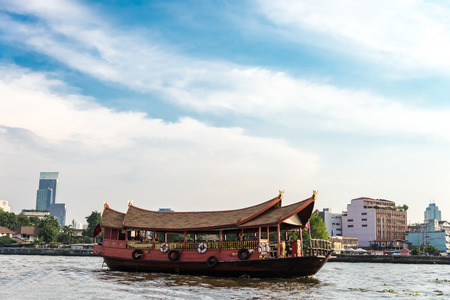 Bangkok,Thailand - October 27,2014: Service boat around  River of Bangkok,Thailand in the afternoon with sunny skyのeditorial素材