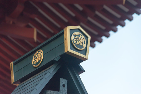 Tokyo , Japan  - February 3, 2015 : Senjoji temple decoration exteroir closeupのeditorial素材