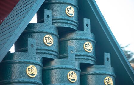 Tokyo , Japan  - February 3, 2015 : Senjoji temple decoration exteroir closeup