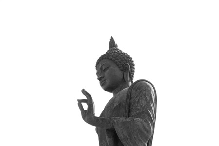 Big stone Buddha  thai style statue isolated on white backgroundの写真素材