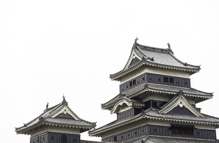 Masumoto Castle , Black palace for war in autumn  at nagano province in  Japan  isolated on white backgroundのeditorial素材