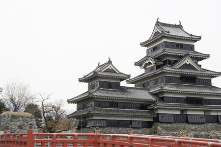 Masumoto Castle , Black palace for war in autumn at nagano province in  Japanのeditorial素材