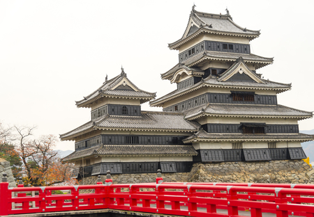 Masumoto Castle , Black palace for war in autumn at nagano province in  Japanのeditorial素材