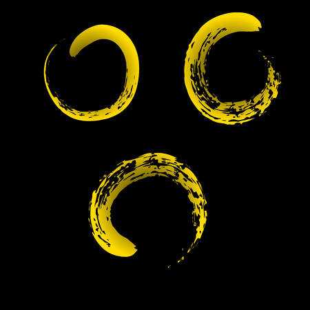 Zen symbol on chinese brush yellow isolated on black backgroundのイラスト素材
