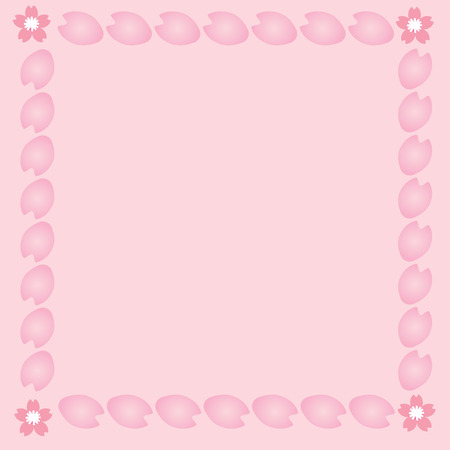 Pink background with cherryblossom lobe as a frame and flower you can put any thing on the space oneのイラスト素材