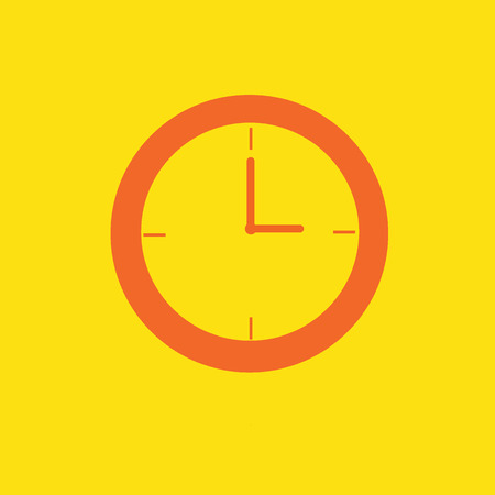 Clock icon on afternoon tone orange color on isolated on yellow background