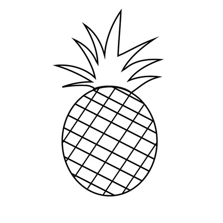 Pineapple fruit outline version for coloring book  vector illustration isolated on white backgroundのイラスト素材