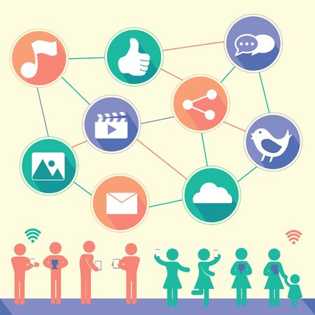 Social Network flat icon designのイラスト素材
