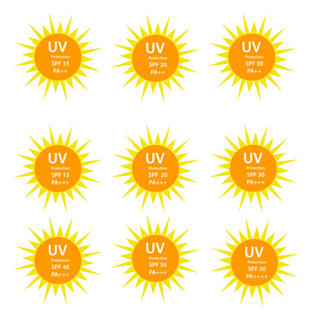 UV Protection  with SPF between 15 to 50 and with UVA protection index (PA) with two and three plusのイラスト素材