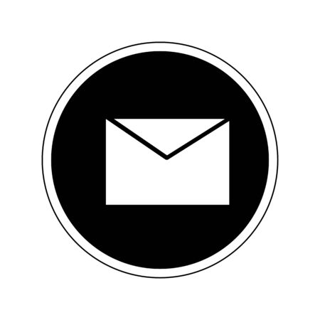 Email envelope icon in black and white color isolated on white background flat designのイラスト素材