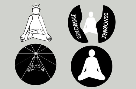 Yoga meditation of people shape 4 icons set vectorの写真素材