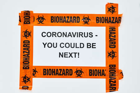 Take the necessary precautions to make sure youre not next. Shot of a sign on a wall saying...