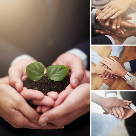 Huddled with hands. Composite image of a diverse group of peoples hands.