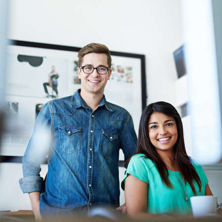Passionate about design. Portrait of two designers in their office.