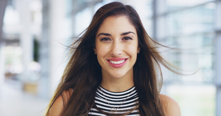 I face business challenges with a smileの写真素材