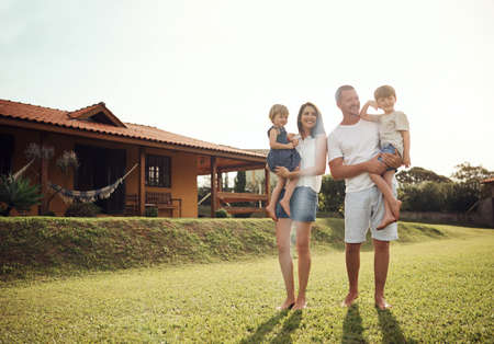 We are blessed to be together. Shot of a happy family bonding together outdoors.
