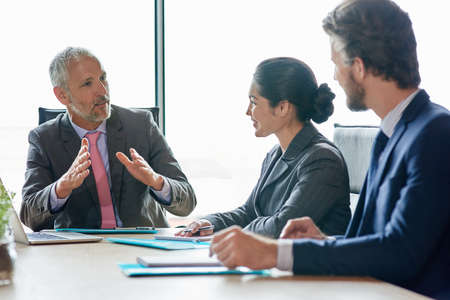 Leading them through his vision. Shot of a group of executives having a meeting in a boardroom.