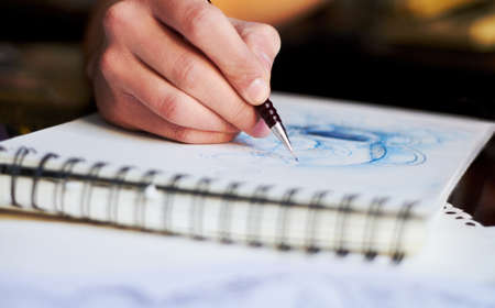 Getting lost in creativity. A close up of a tattoo artists latest design whilst he still drawing it.