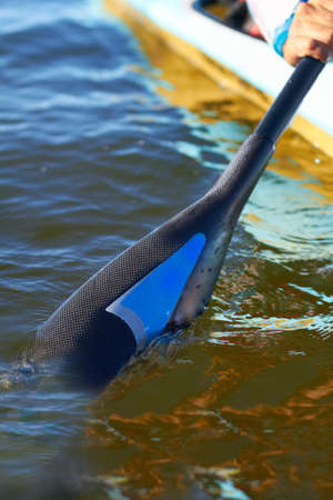 Ready to row. Shot of kayakers out on the water.