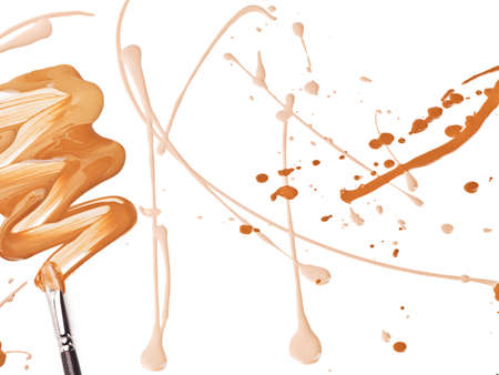 Expression gone wild. Studio shot of a brush smearing liquid against a white background.の写真素材