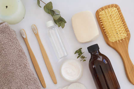 Your body is your most priceless possession, take care of it. Overhead shot of various body care...