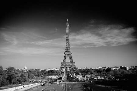 Paris is always a good idea. A black and white image of the Eiffel Tower.の写真素材