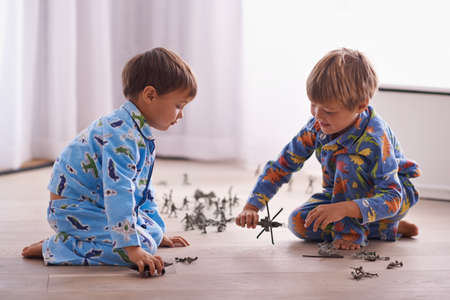 Lets fly away. Shot of two brothers playing together in their bedroom.