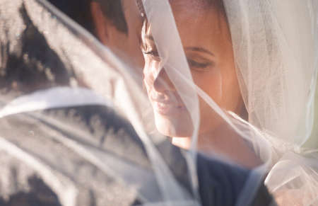 I will love you forever. A bride and groom on their wedding day.の写真素材