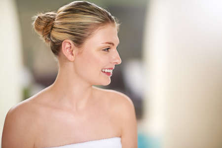 Nothing beats a day at the spa. Shot of a young woman enjoying a day at the spa.の写真素材