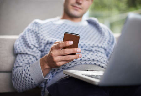When you have to switch off your phone on your off day.... Cropped shot of a man sitting on his...
