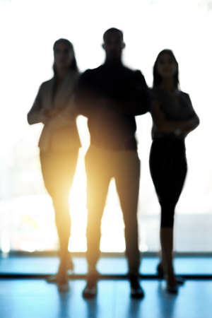Stand tall and aim taller. Silhouette of a group of confident businesspeople standing together in an...