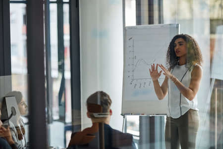 Outlining her plan for success. Shot of a well dressed businesswoman giving a presentation to her...