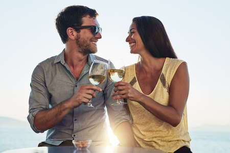 Heres to having the best partner. Cropped shot of a happy couple out on a romantic date.