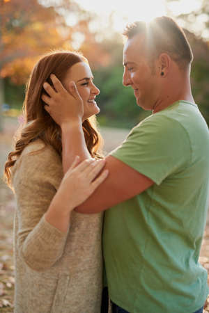 I love looking into your beautiful eyes. Shot of an affectionate young couple spending a day...