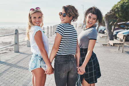 Theres nothing better than a day out with the girlfriends. Shot of three friends spending the day...