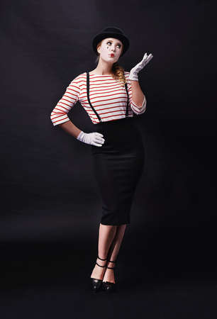 Whos Marcel Marceau. Studio shot of a female mime.の写真素材