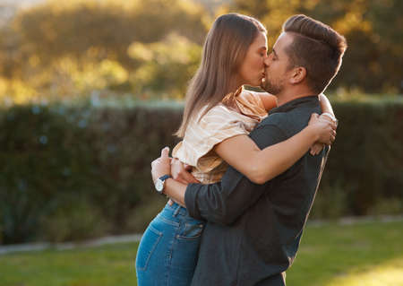 I cant help but to love you. Shot of an affectionate couple spending the day outdoors.の写真素材