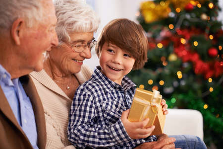 Spreading Christmas Cheer. A happy family at Christmas.