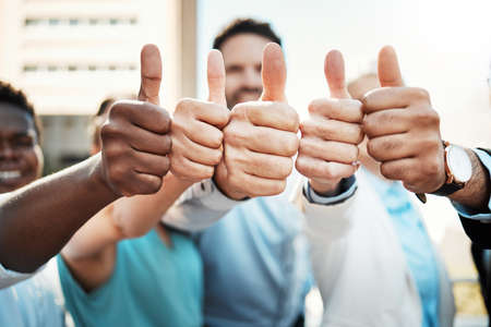 We can all agree. Shot of an unrecognisable group of businesspeople standing outside together and...