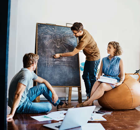 This is how we will boost our long-term growth.... Shot of a group of designers brainstorming...
