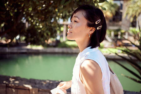 Just me doing touristy things. Cropped shot of an attractive young woman exploring the city alone...