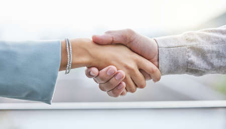 Its been a pleasure doing business with you. Shot of two unrecognizable businesspeople shaking...
